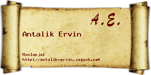 Antalik Ervin névjegykártya